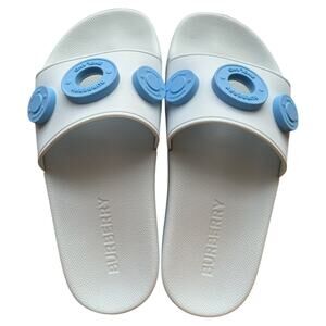 Burberry Blue Furley Logo-Embellished Sandals, IT35/US5